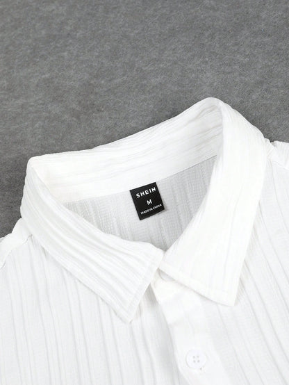 Manfinity Homme Men Solid Button up Shirt & Drawstring Waist Pants without Tee