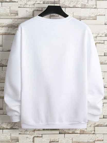 Manfinity Dauomo Men Letter Graphic Thermal Lined Sweatshirt , Fall Winter